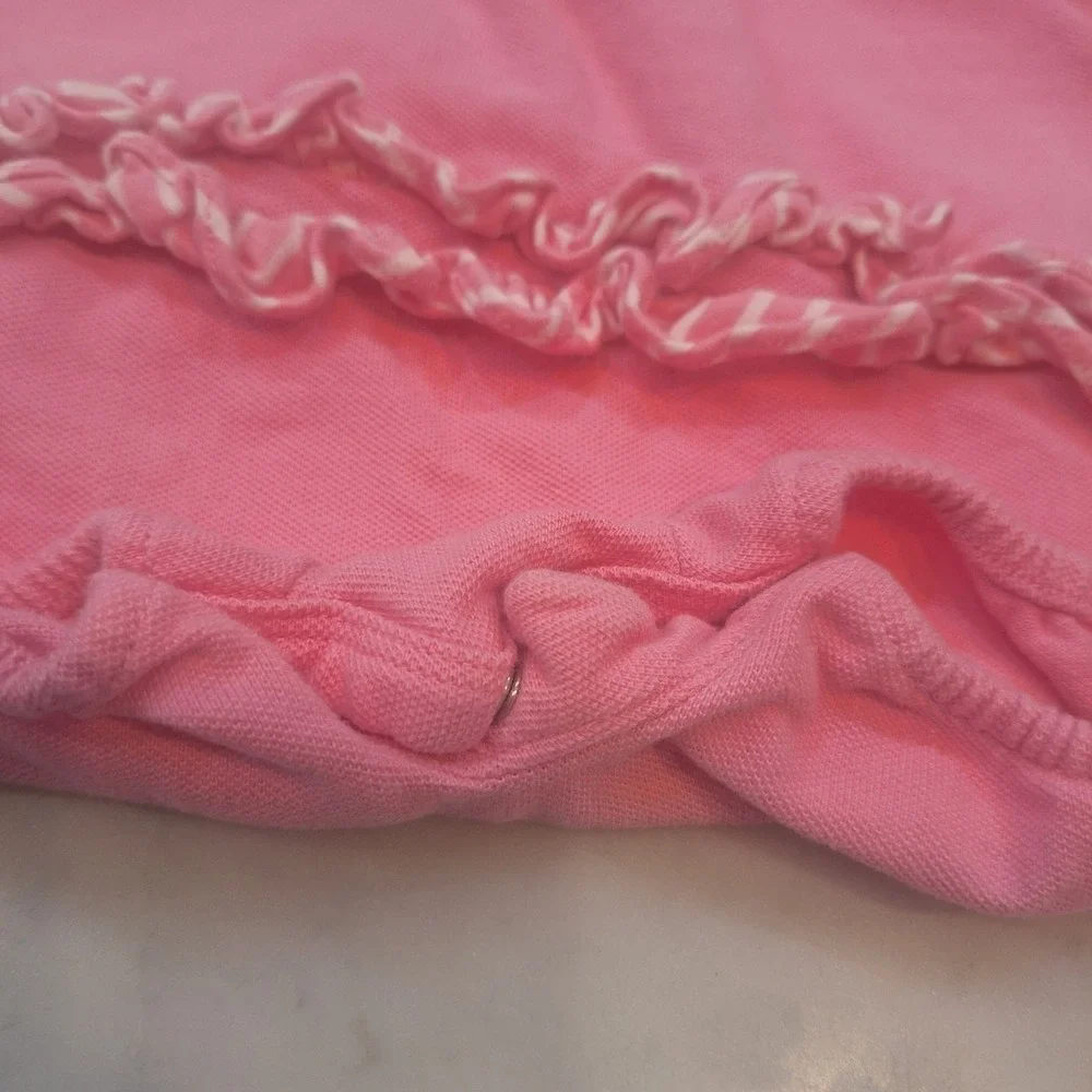 Ralph Lauren Polo‎ Romper Baby Girl Sz 9M Pink Ruffle Piqué One Piece Bubble